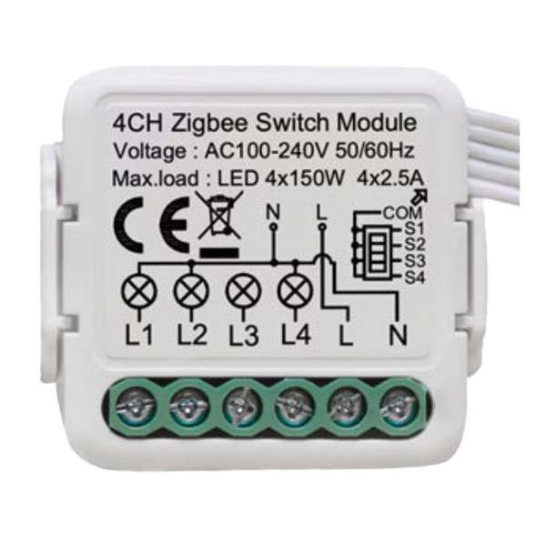 وحدة مفتاح ذكي Zigbee 4-Gang