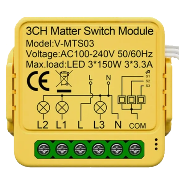 مفتاح ذكي صغير واي فاي 16 أمبير معتمد من Matter